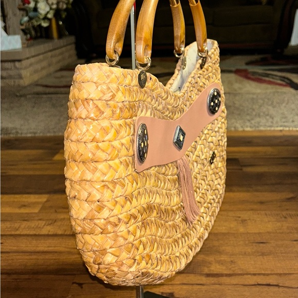 Pier Giorgio • Vintage • Brown • Wicker •  Bamboo Straw • Handbag - Picture 4 of 16
